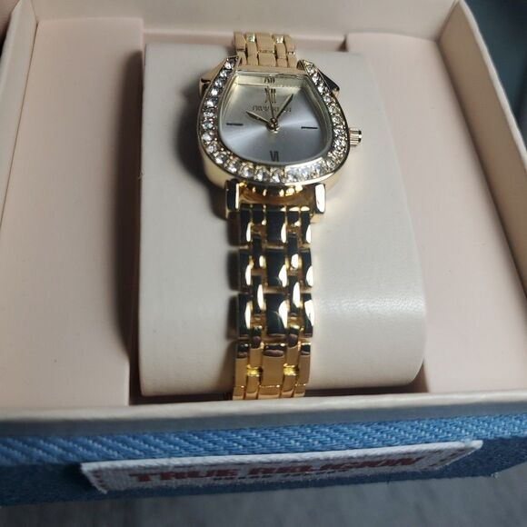 True Religion Horseshoe Watch Womens Gold Crystal Bezel Denim Box New Luxury main image 7